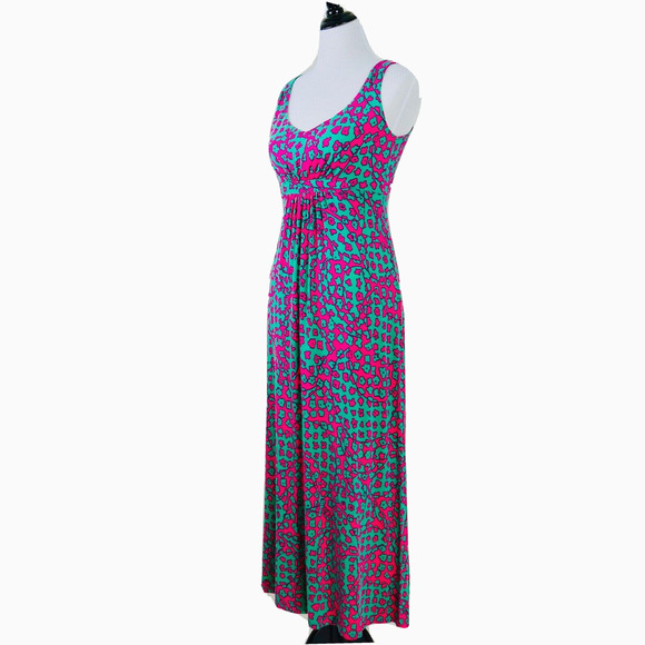 Boden US Petite 6 Floral Stretch Jersey Maxi Dress V Neck Pink Green - Picture 1 of 10